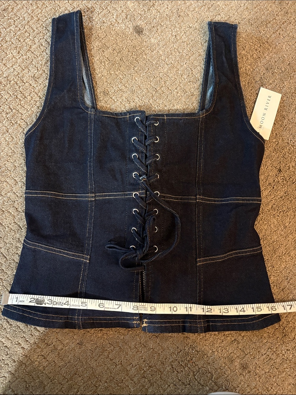 Moon River Lace-Up Detail Denim Corset Top Size Large - Picture 13 of 13